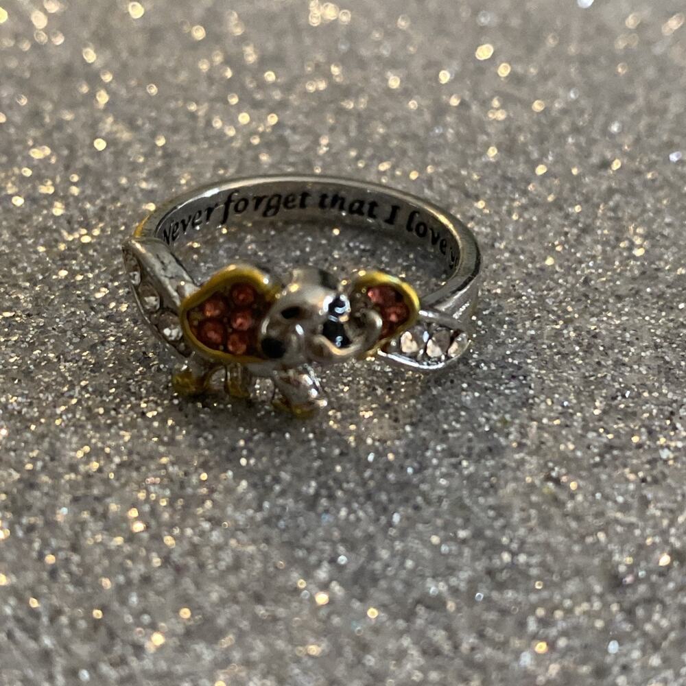 Women’s fashion ring size 9 engraved with “Never forget that I Love You”